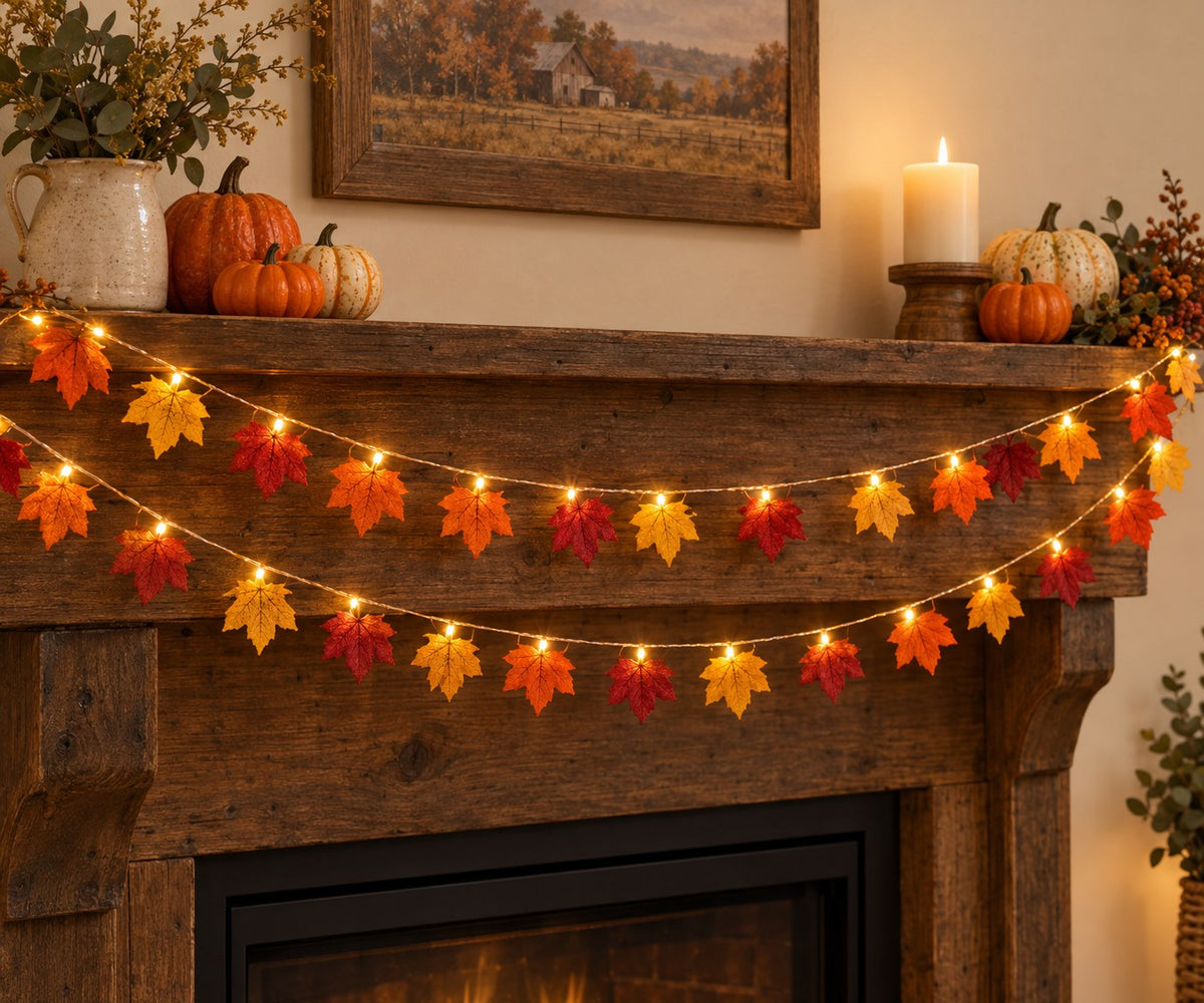 Maple Leaf LED String Lights, 2-Pack