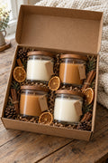 Harvest Soy Candle Gift Box, Set of 4 with Wood Lids