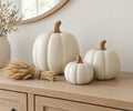 Cream Ceramic Pumpkin Trio