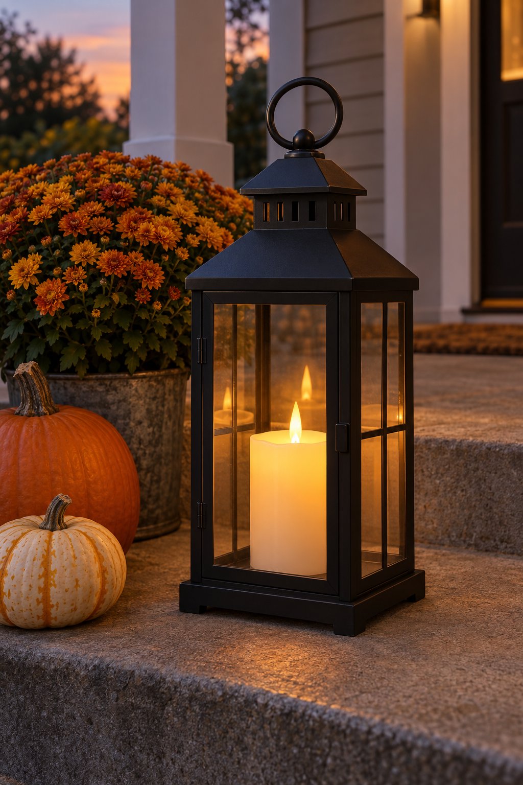 Farmhouse Metal Lantern with LED Candle