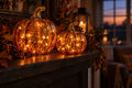 Lighted Glass Pumpkins, Set of 2