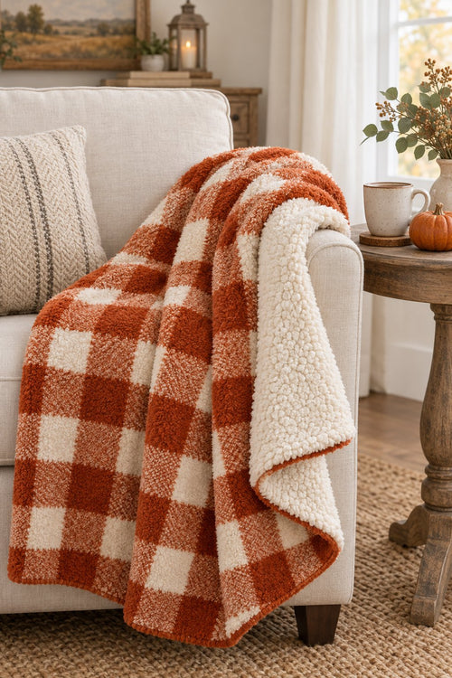 Buffalo Plaid Sherpa Throw, 50x60