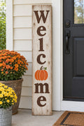Vertical Welcome Porch Sign with Interchangeable Pumpkin