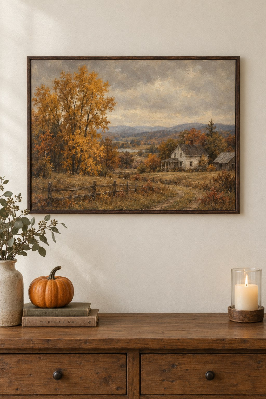 Vintage Autumn Landscape Framed Print, 12x16